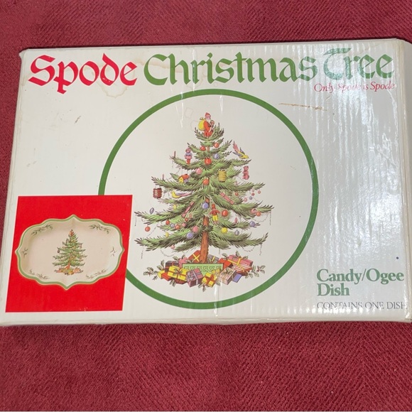 Spode Christmas Tree Candy/Ogee Dish Vintage Made in England - Picture 3 of 3